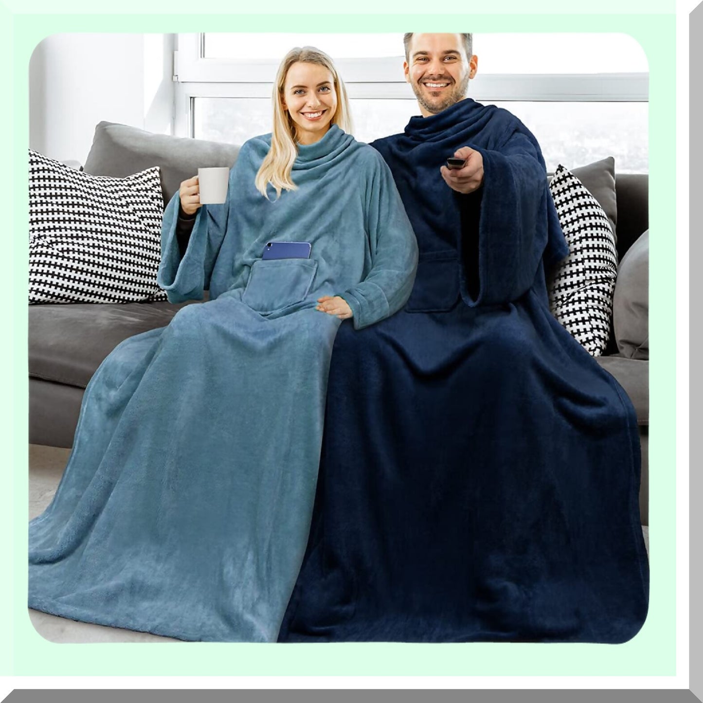 SnuggleSleeve Fleece Blanket: Cozy Full-Body Wrap with Front Pocket for Adults - Perfect Gift for Mom or Wife
