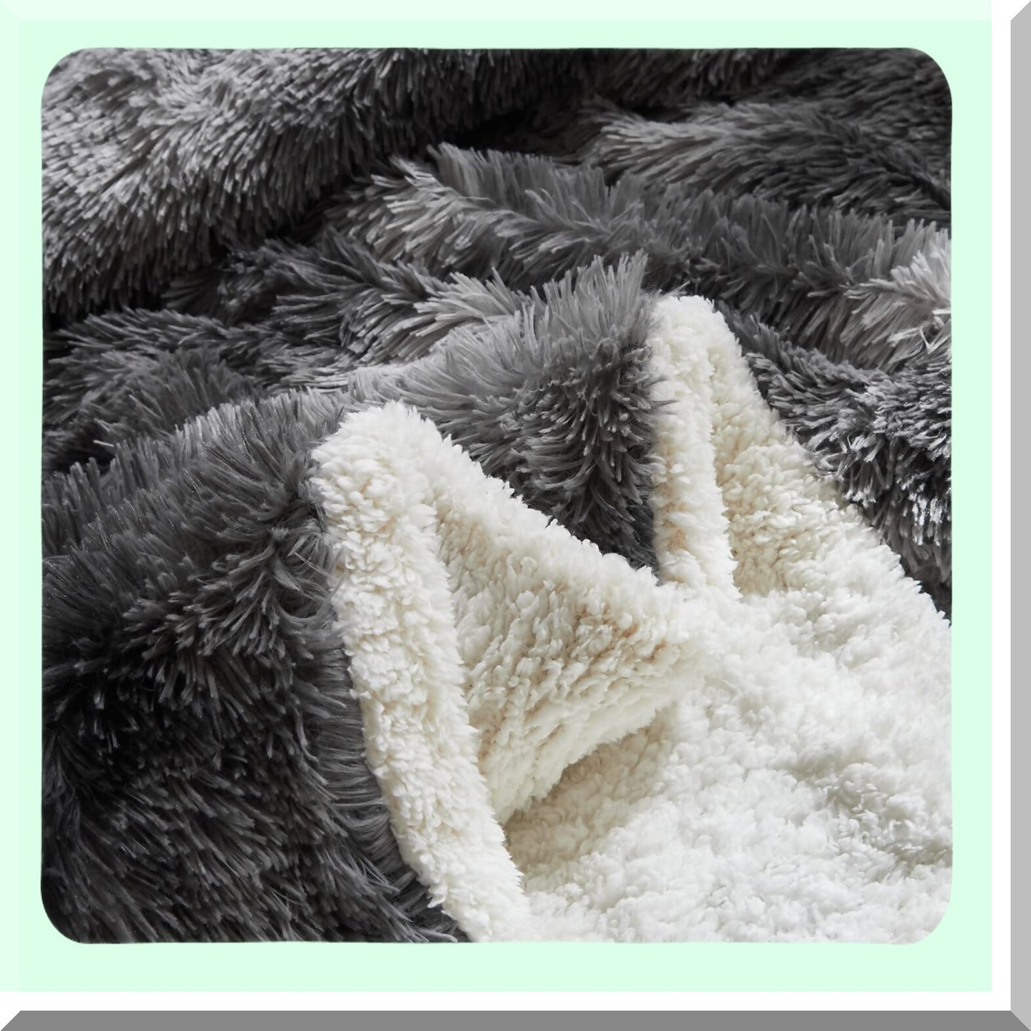 PlushLux Black & White Shaggy Comforter Set - Full/Queen Size, 3-Piece Flannel Sherpa Reversible Bedding - Super Warm & Soft Microfiber - Winter Ready