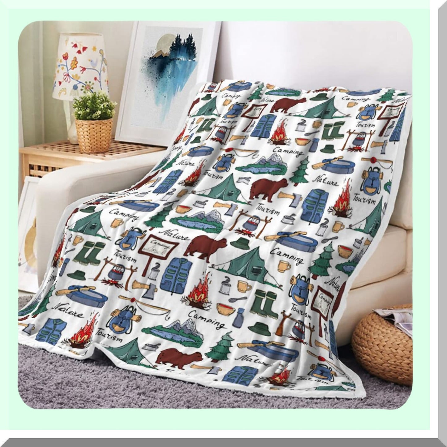 CozyCamp Flannel Throw Blanket - Soft, Warm, and Perfect for RV Travel, Camping, Couch, Chair, Sofa, Bed, Outdoor, Beach, and Home Decor (50"x60")"