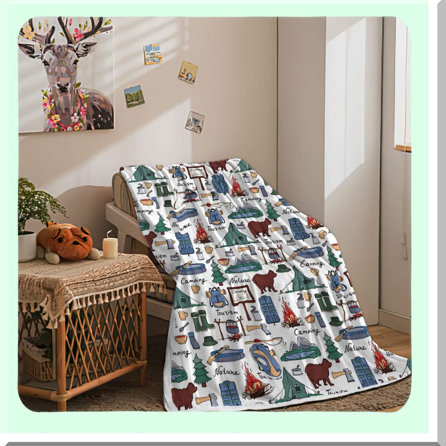 CozyCamp Flannel Throw Blanket - Soft, Warm, and Perfect for RV Travel, Camping, Couch, Chair, Sofa, Bed, Outdoor, Beach, and Home Decor (50"x60")"