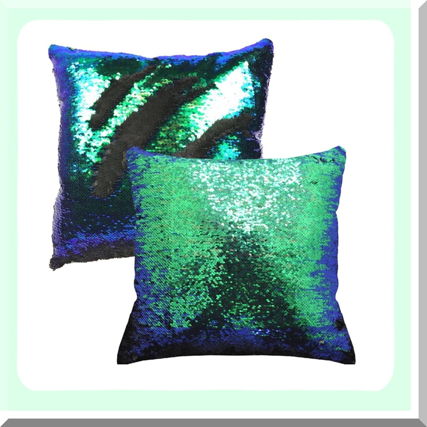 Mermaid Sparkle Reversible Pillowcase Set - Glitter Sequins Throw Pillow Cover - Fun Flip Cushion Covers - Changing Decor for Sofa - 16X16 - Parkly