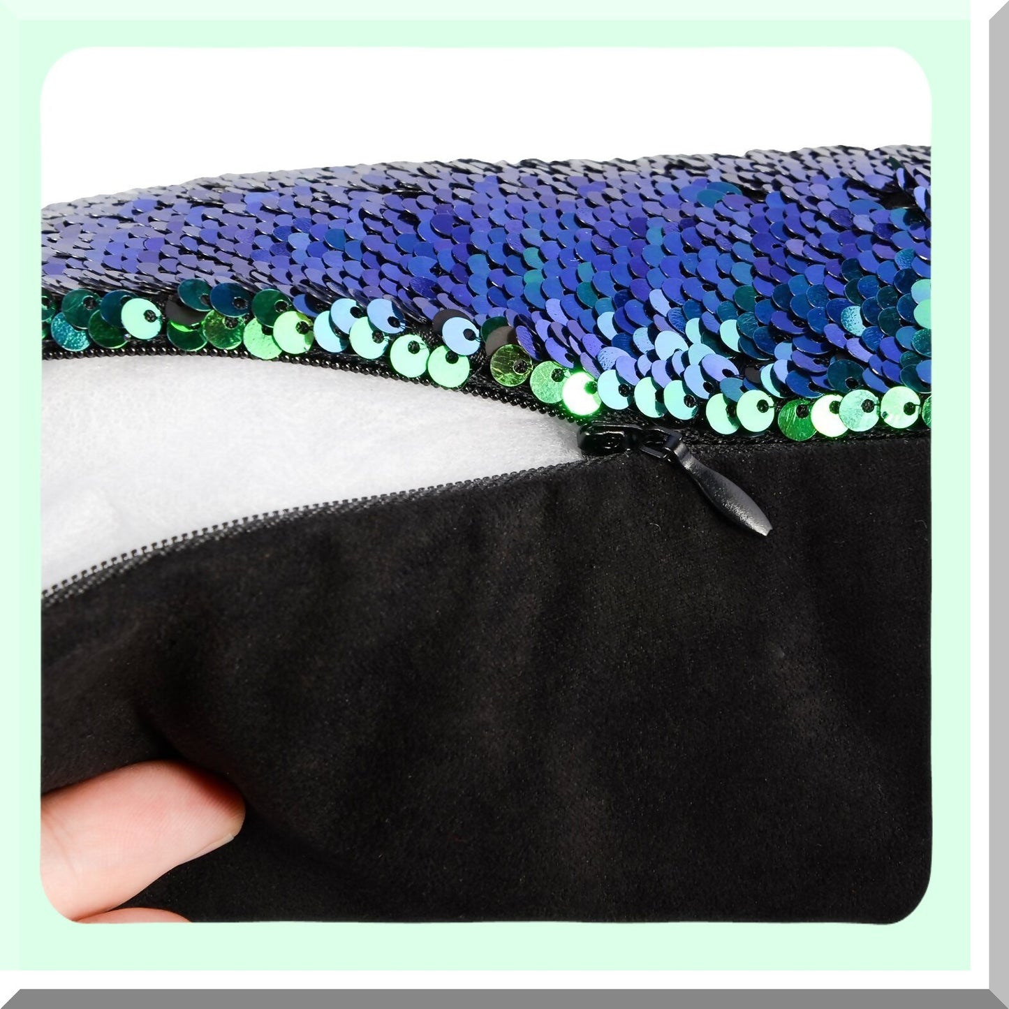 Mermaid Sparkle Reversible Pillowcase Set - Glitter Sequins Throw Pillow Cover - Fun Flip Cushion Covers - Changing Decor for Sofa - 16X16 - Parkly
