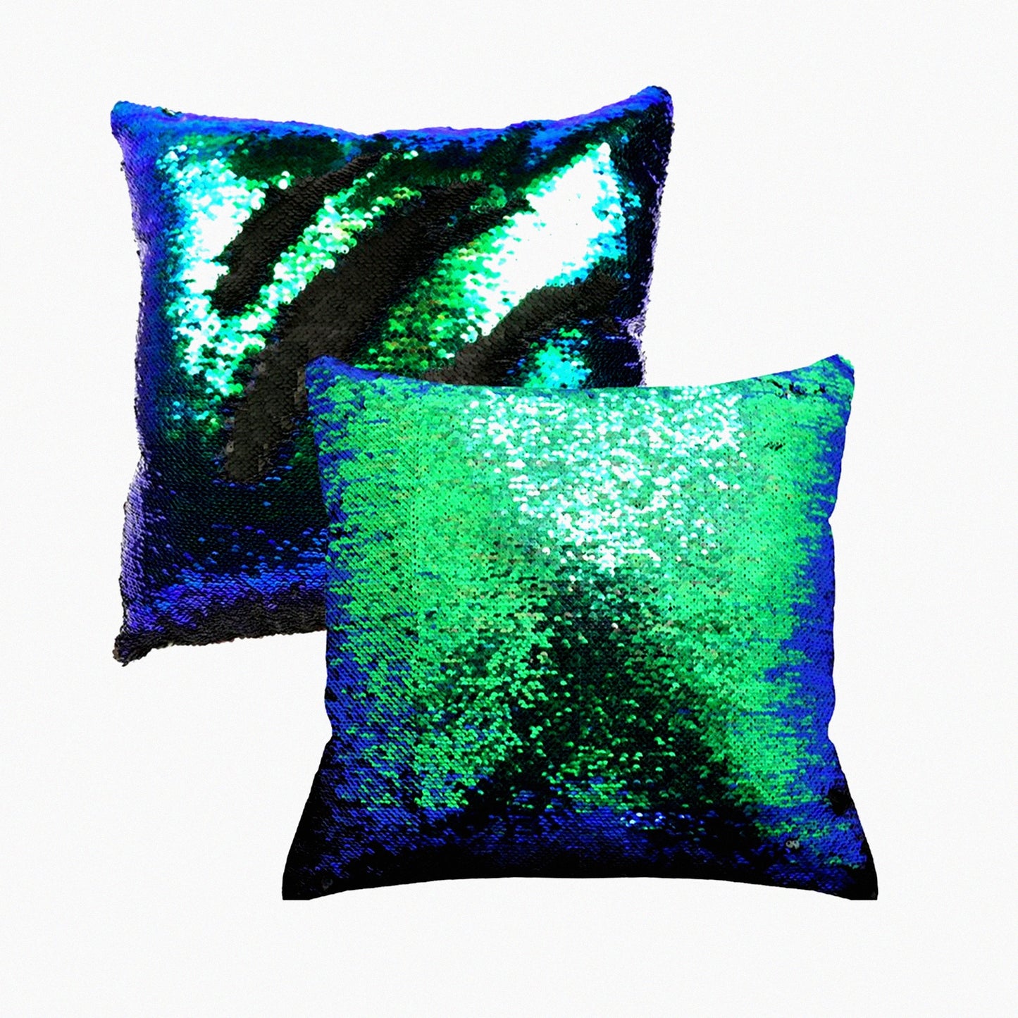 Mermaid Sparkle Reversible Pillowcase Set - Glitter Sequins Throw Pillow Cover - Fun Flip Cushion Covers - Changing Decor for Sofa - 16X16 - Parkly