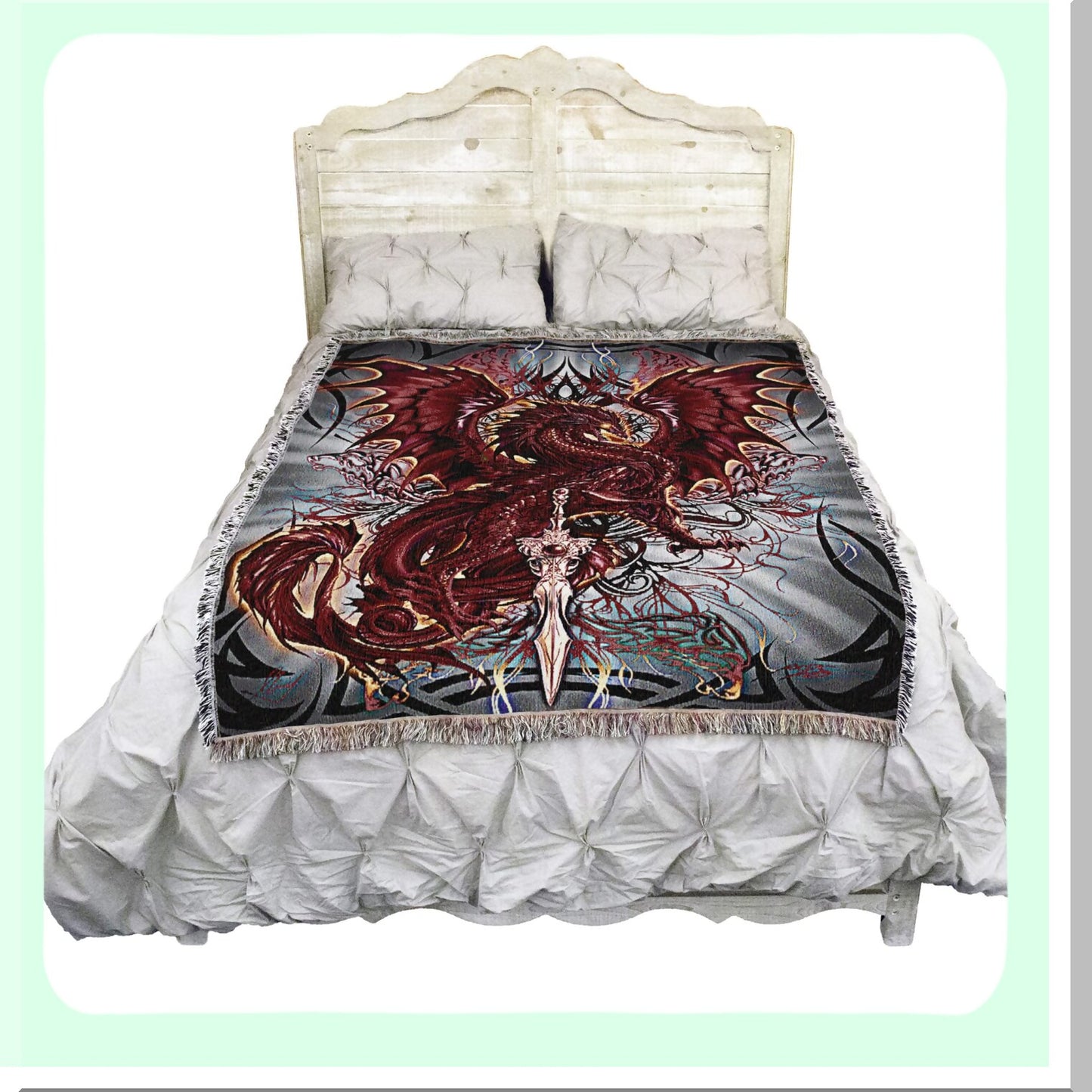 Dragon's Embrace: Fantasy Woven Cotton Blanket - 72x54 USA Made