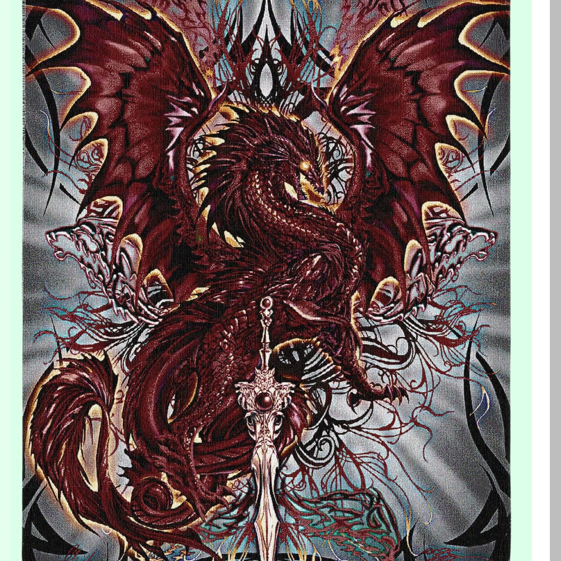 Dragon's Embrace: Fantasy Woven Cotton Blanket - 72x54 USA Made