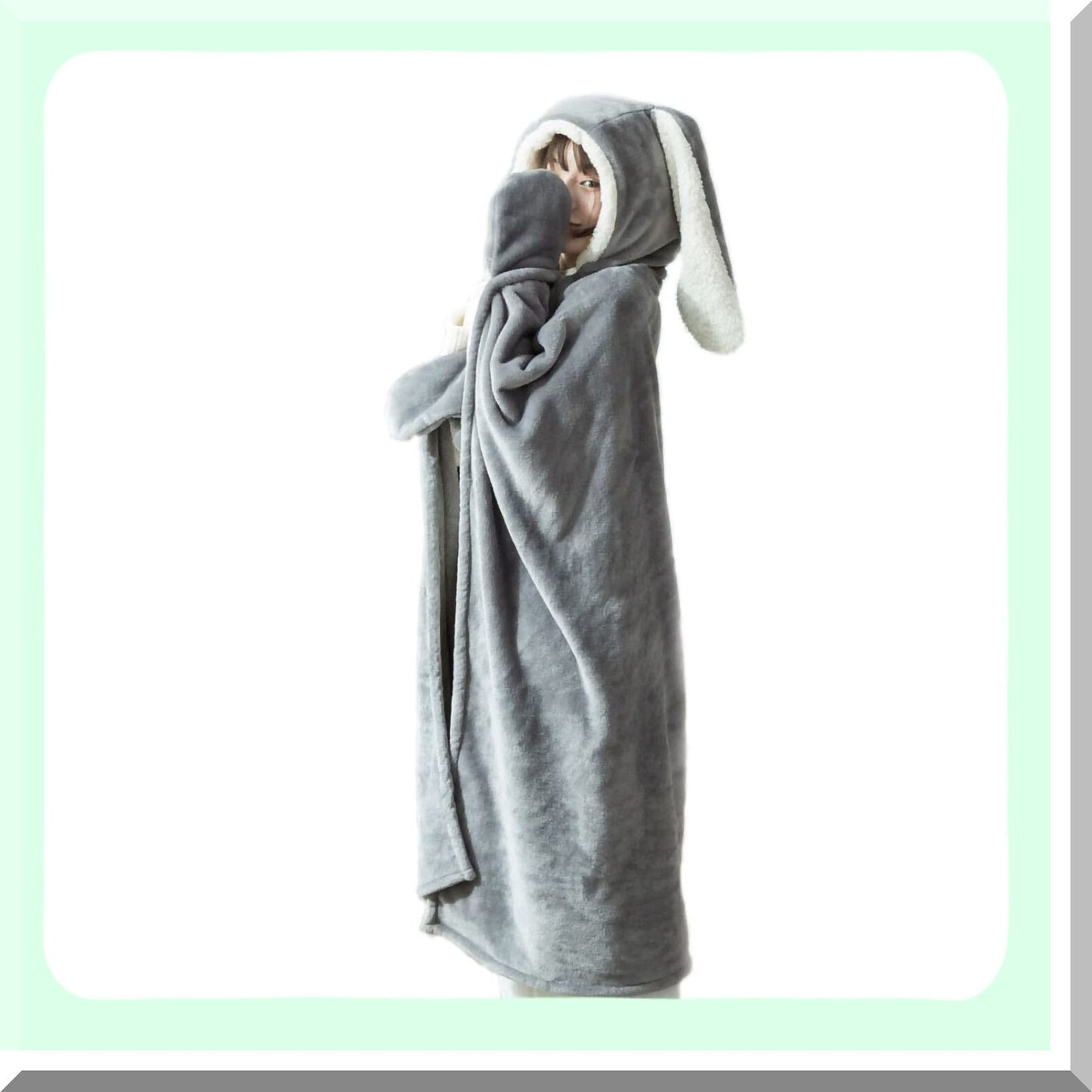 CozyBunny Oversized Blanket Hoodie - Soft & Comfortable Hooded Cape for Women, GREY, 51"x47"