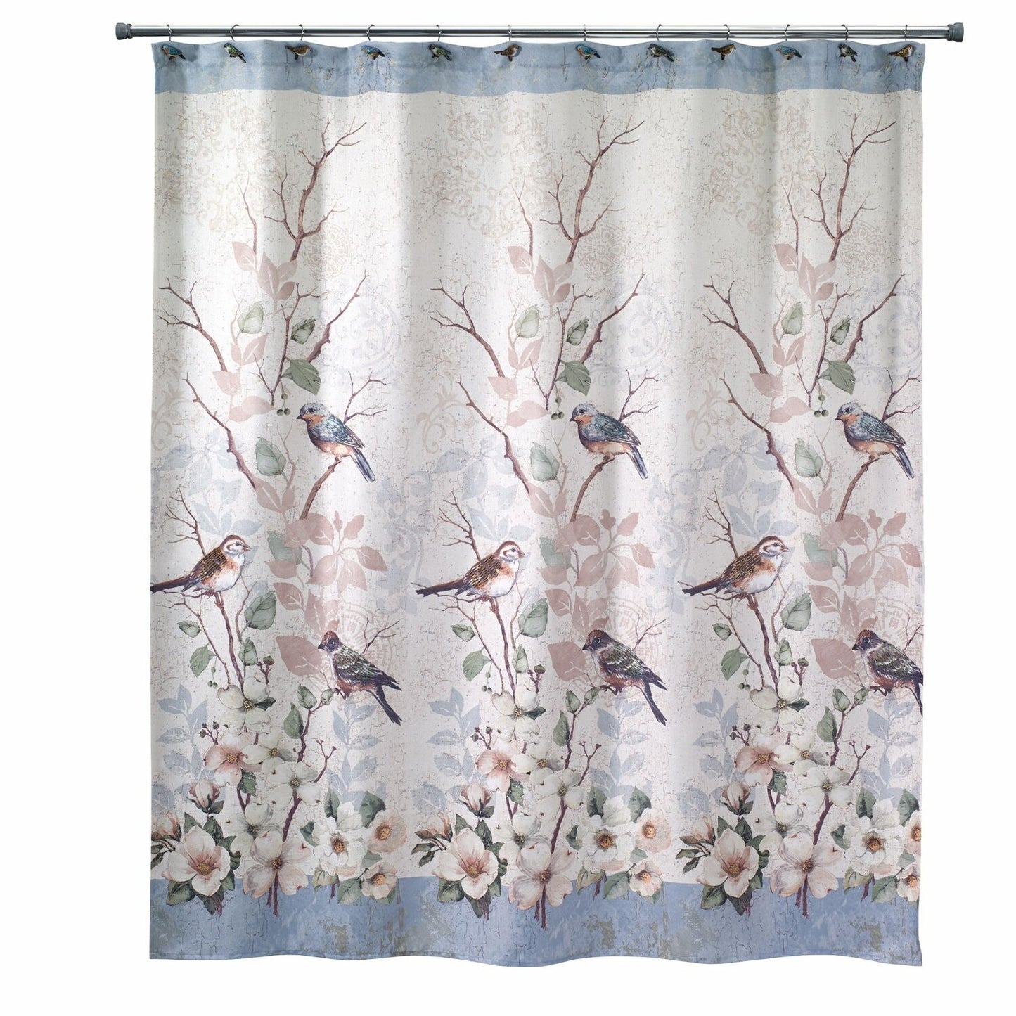 Fabric Shower Curtain, 72" x 72", Nature Inspired Birds