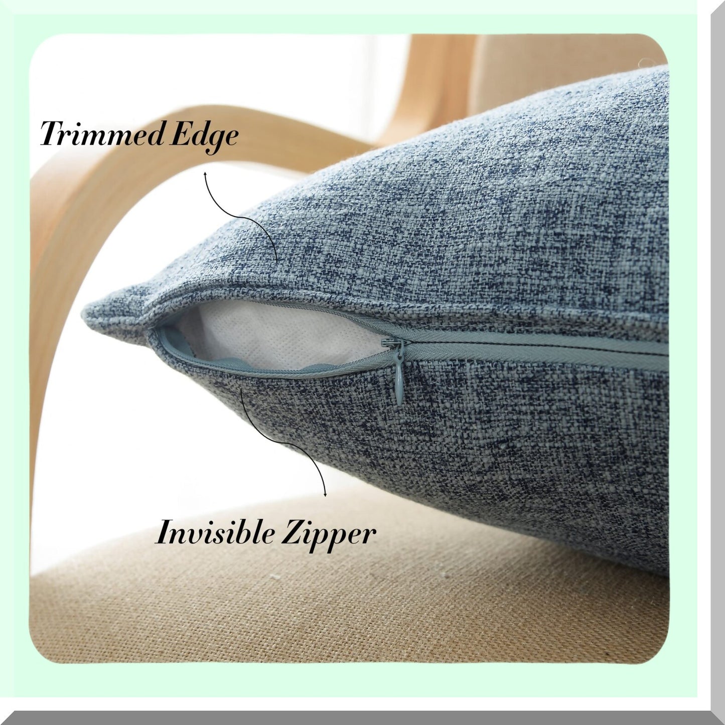 Blue Linen Throw Pillow Covers - Set of 2, 20x20 Inch Accent Cushion Covers for Living Room & Bedroom Decor. Solid Color Pillow Covers for Couch, Sofa, Chair.
