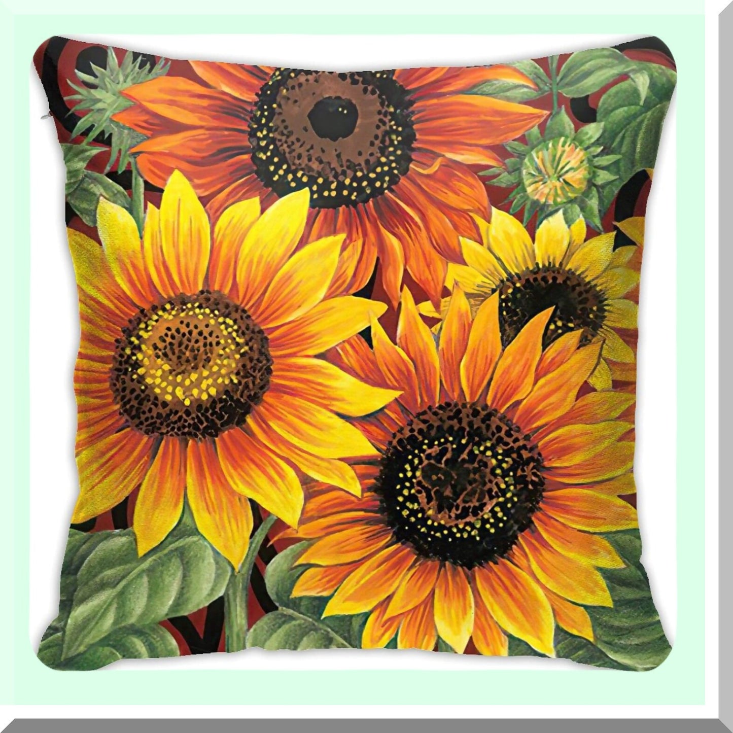Sunflower Bliss Decorative Pillow Cover - Outdoor Sofa Bed Lumbar Case for Couch - Square Throw Pillowcase 18x18 Inch - Home Decor Accent
