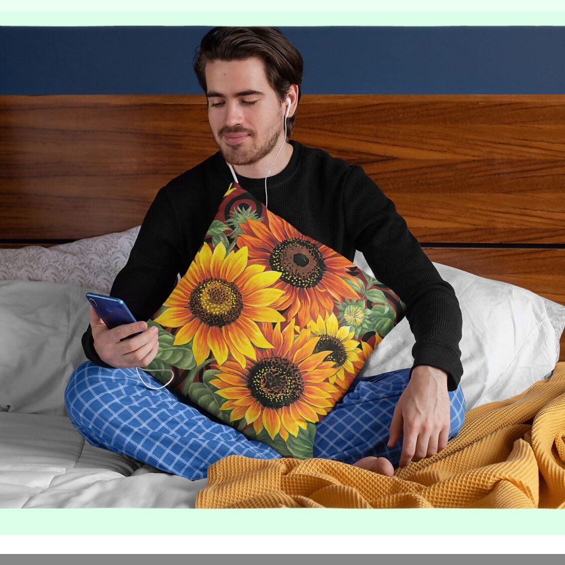 Sunflower Bliss Decorative Pillow Cover - Outdoor Sofa Bed Lumbar Case for Couch - Square Throw Pillowcase 18x18 Inch - Home Decor Accent