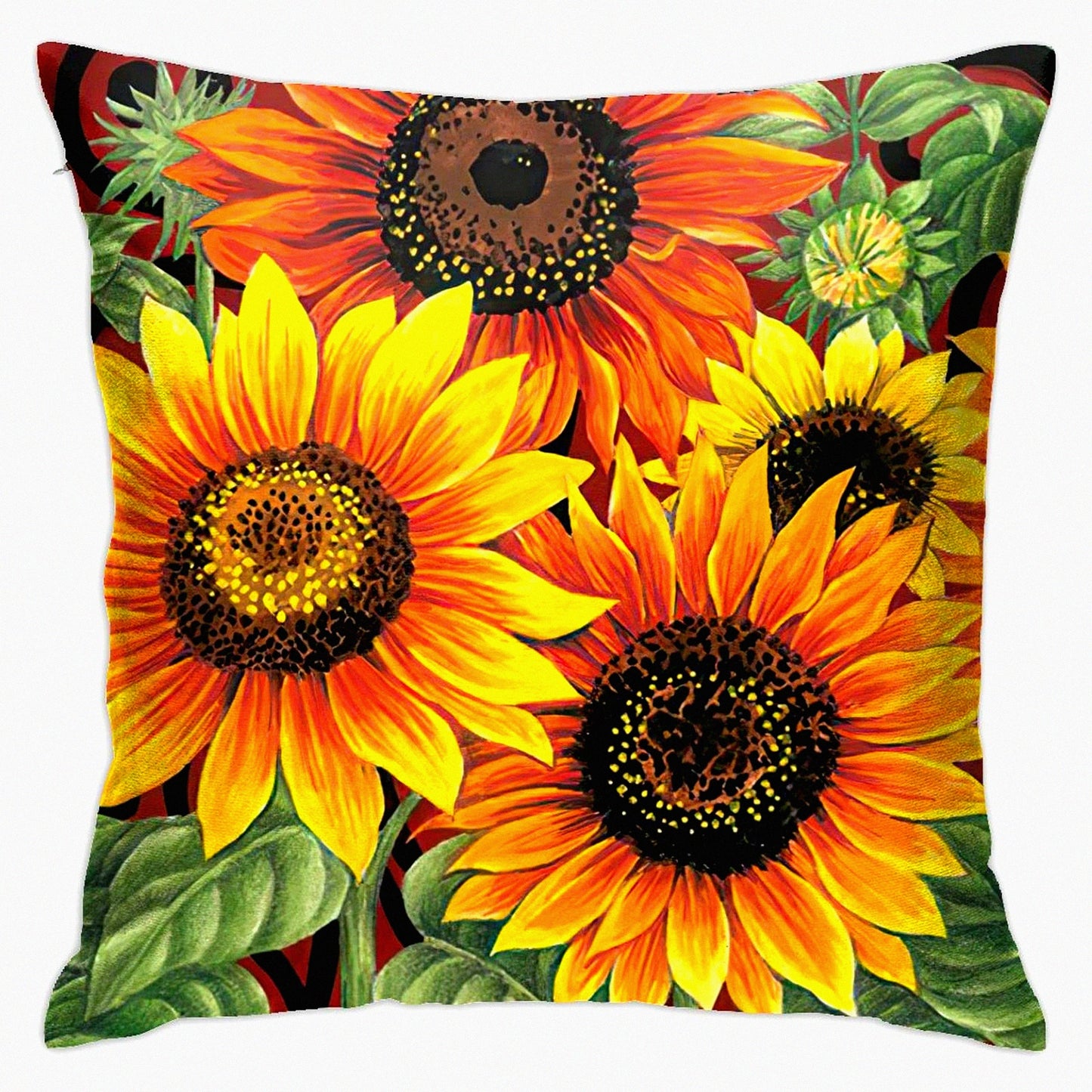 Sunflower Bliss Decorative Pillow Cover - Outdoor Sofa Bed Lumbar Case for Couch - Square Throw Pillowcase 18x18 Inch - Home Decor Accent