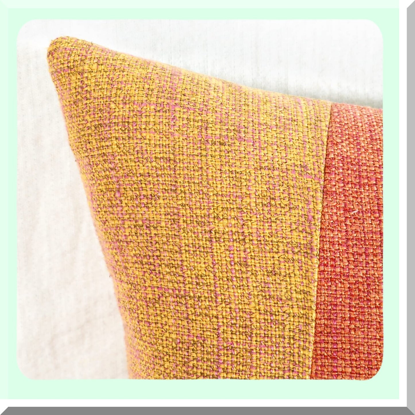 Farmhouse Linen Leather Throw Pillow Covers - Set of 2, 18x18 Inch - Yellow Decorative Cushion Cases for Couch Sofa & Bedroom