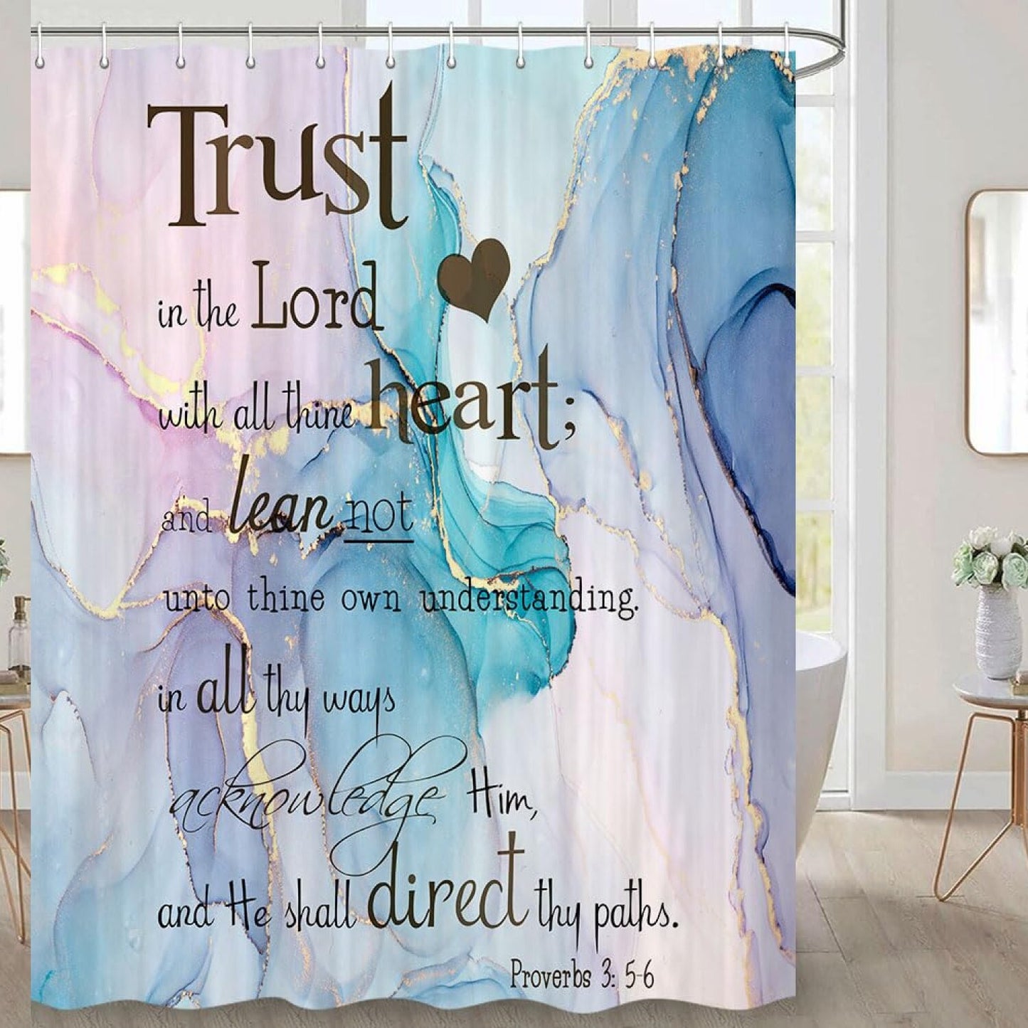 Bible Verse Shower Curtain 70x70 Inch with Hooks