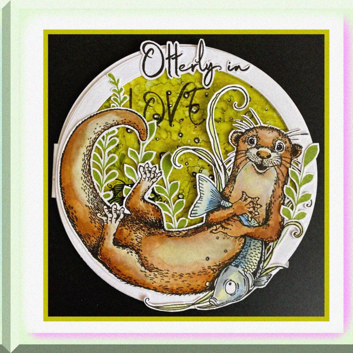 Otter Fish Otterly in Love Clear Rubber Stamp Set 6x8 inch