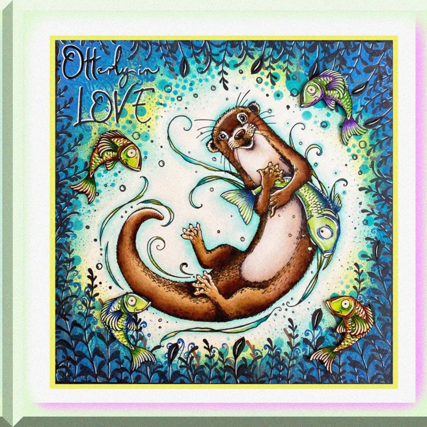 Otter Fish Otterly in Love Clear Rubber Stamp Set 6x8 inch