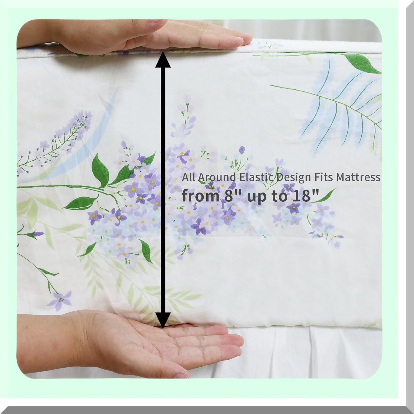 Breathable Cotton Blossom Bedding Set - Luxe Floral Sheet Set with Deep Pocket Fitted Sheet, Flat Sheet, and Pillowcases - 4-Piece Queen Size