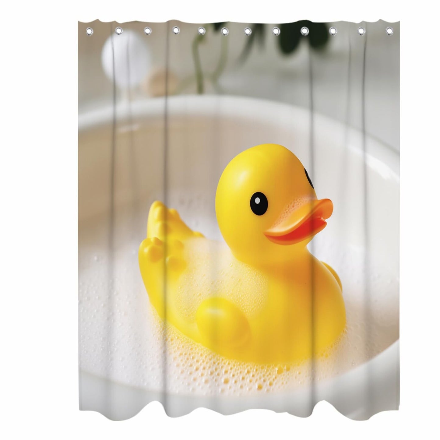Funny Yellow Squeak Duck Shower Curtain 72x72 inch with 12 Hooks