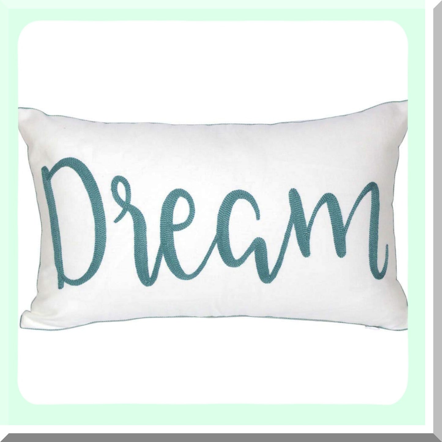 Dreamscape Inspirations Pillow Cover - Dream Pattern Embroidered Quote Decorative Canvas - 12x20 Inches - Inspirational Home Decor