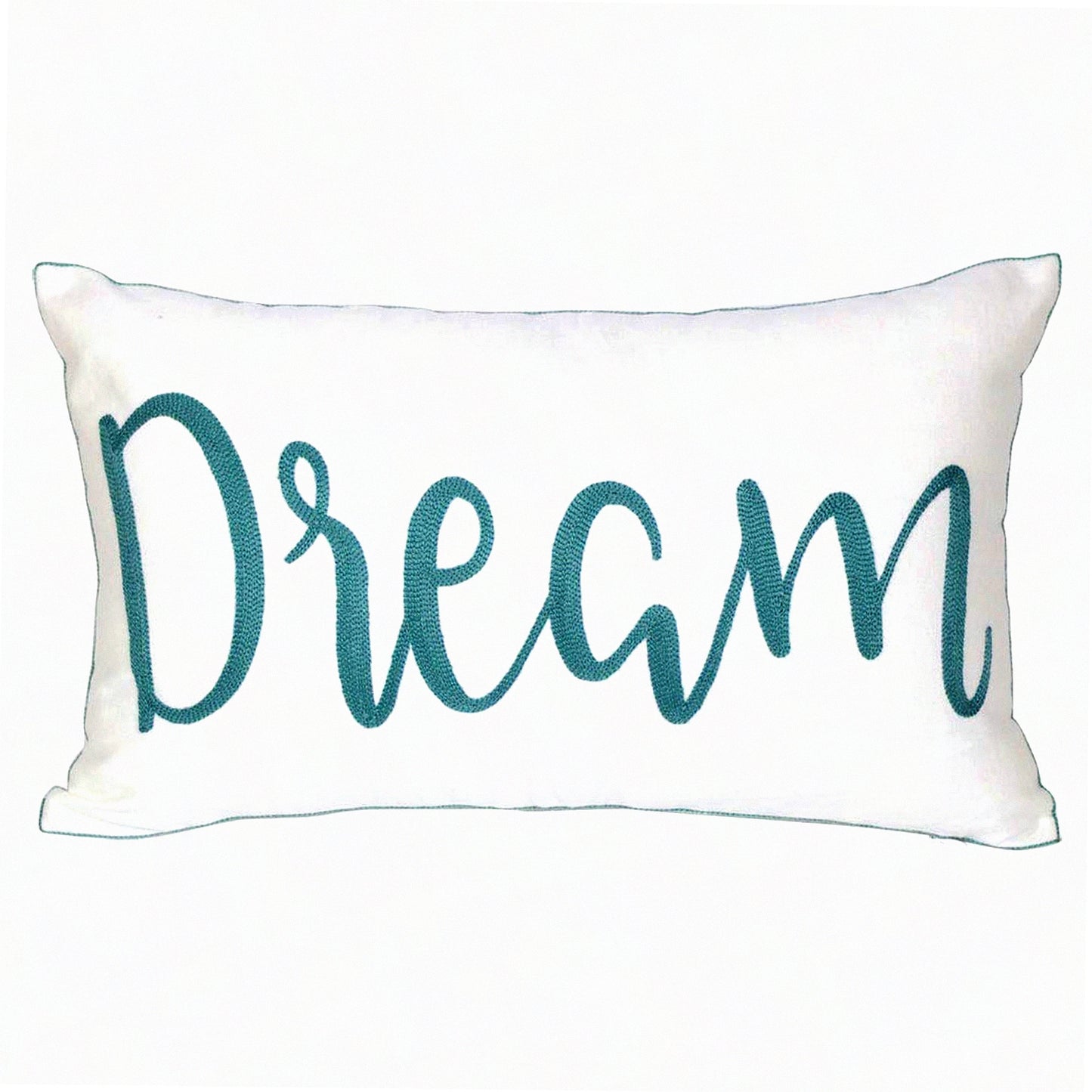 Dreamscape Inspirations Pillow Cover - Dream Pattern Embroidered Quote Decorative Canvas - 12x20 Inches - Inspirational Home Decor