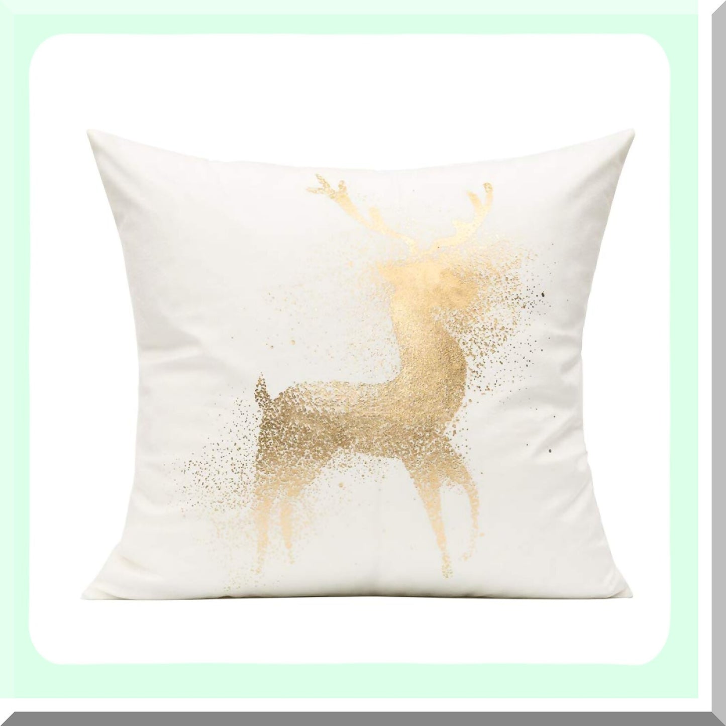 Winter Wonderland Velvet Pillow Covers - Set of 4 Snowflake Reindeer Decorative Cushion Cases for Home Holiday Decor - 18X18 Christmas Xmas Navidad Theme