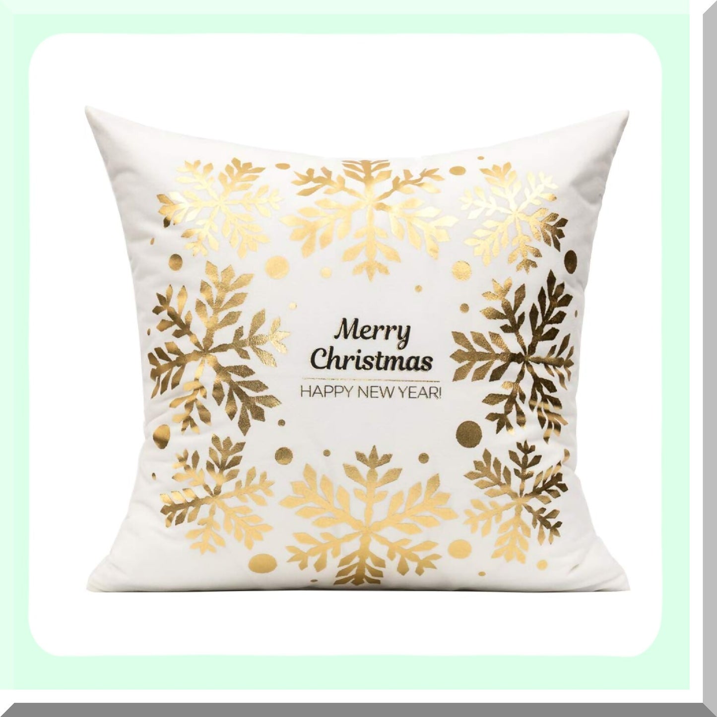 Winter Wonderland Velvet Pillow Covers - Set of 4 Snowflake Reindeer Decorative Cushion Cases for Home Holiday Decor - 18X18 Christmas Xmas Navidad Theme