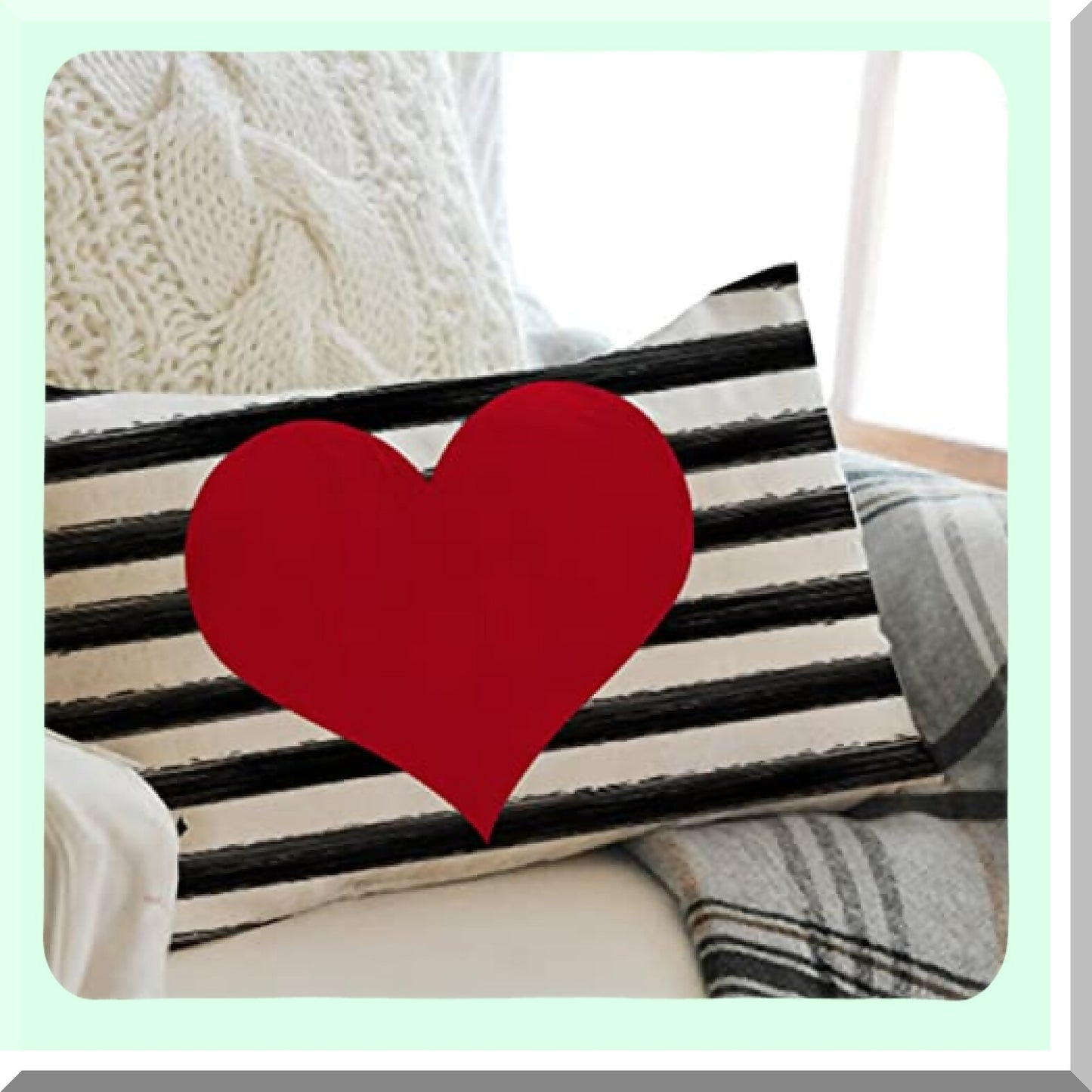 Love Striped Heart Arrow Pillow Covers - Set of 4, Valentines Day Decorative Throw Pillows - Black & Red Cupid Arrow Cases for Valentines Day Decor