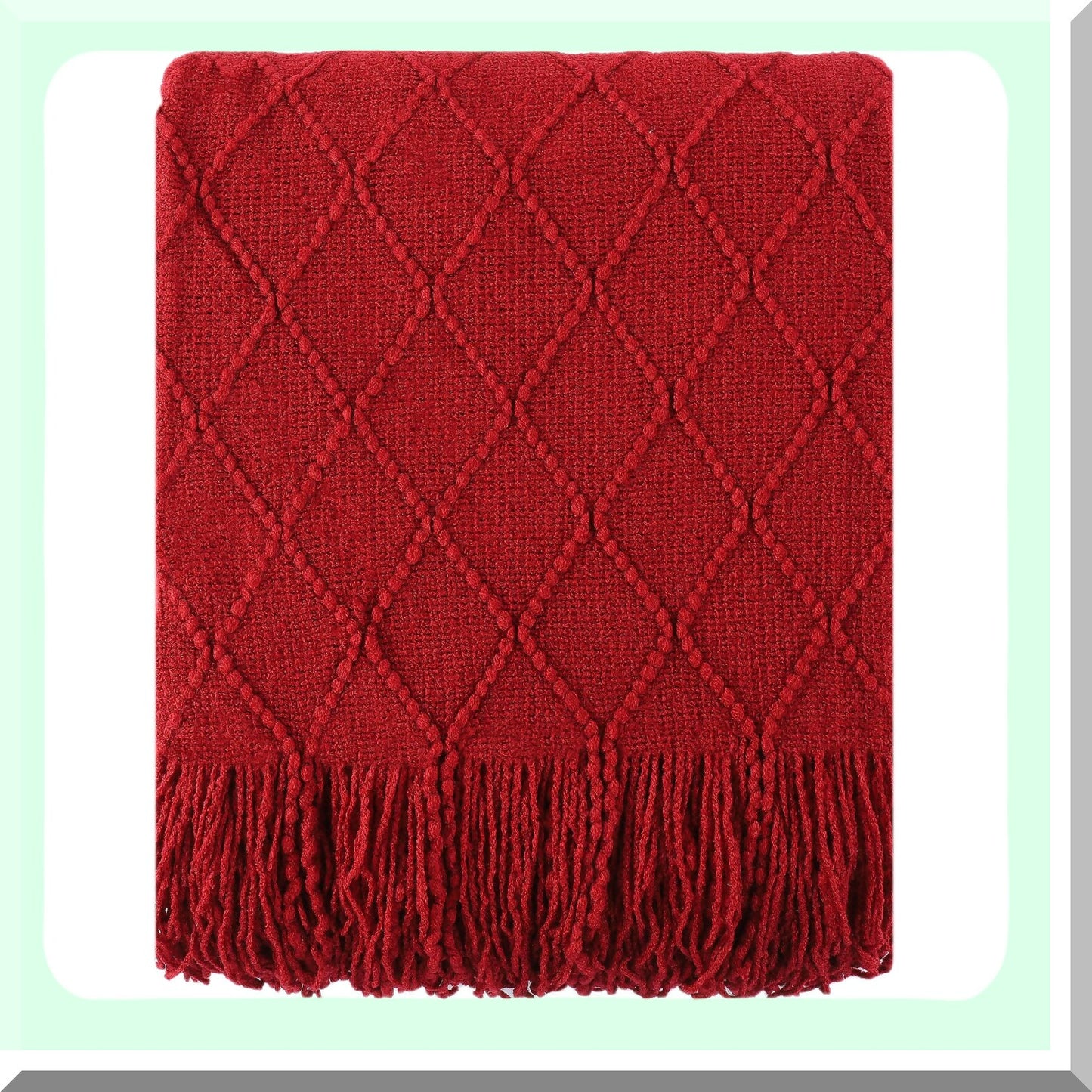 Boho Chic Red Throw Blanket - Cozy Decorative Couch and Bed Accent, 50"x60""