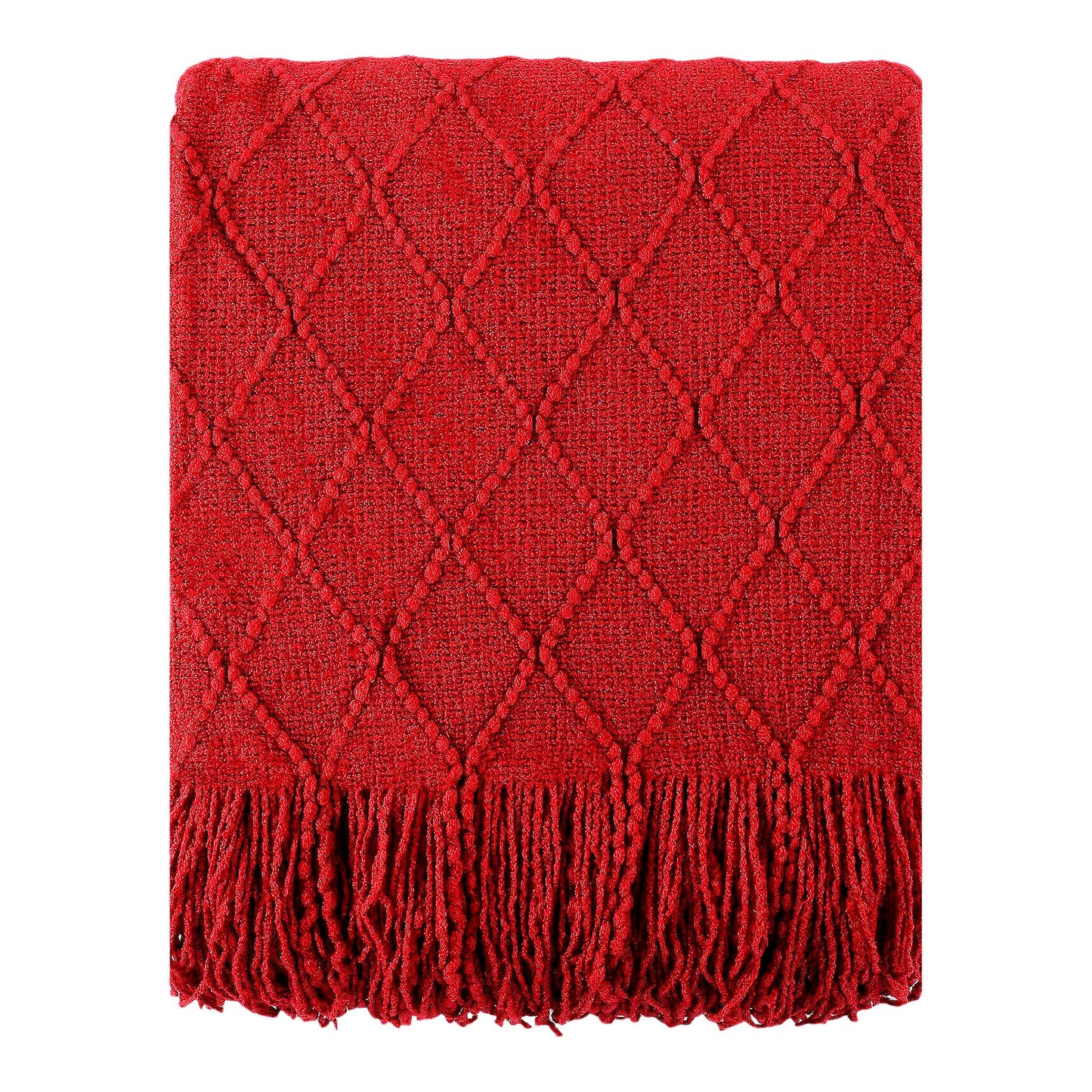 Boho Chic Red Throw Blanket - Cozy Decorative Couch and Bed Accent, 50"x60""