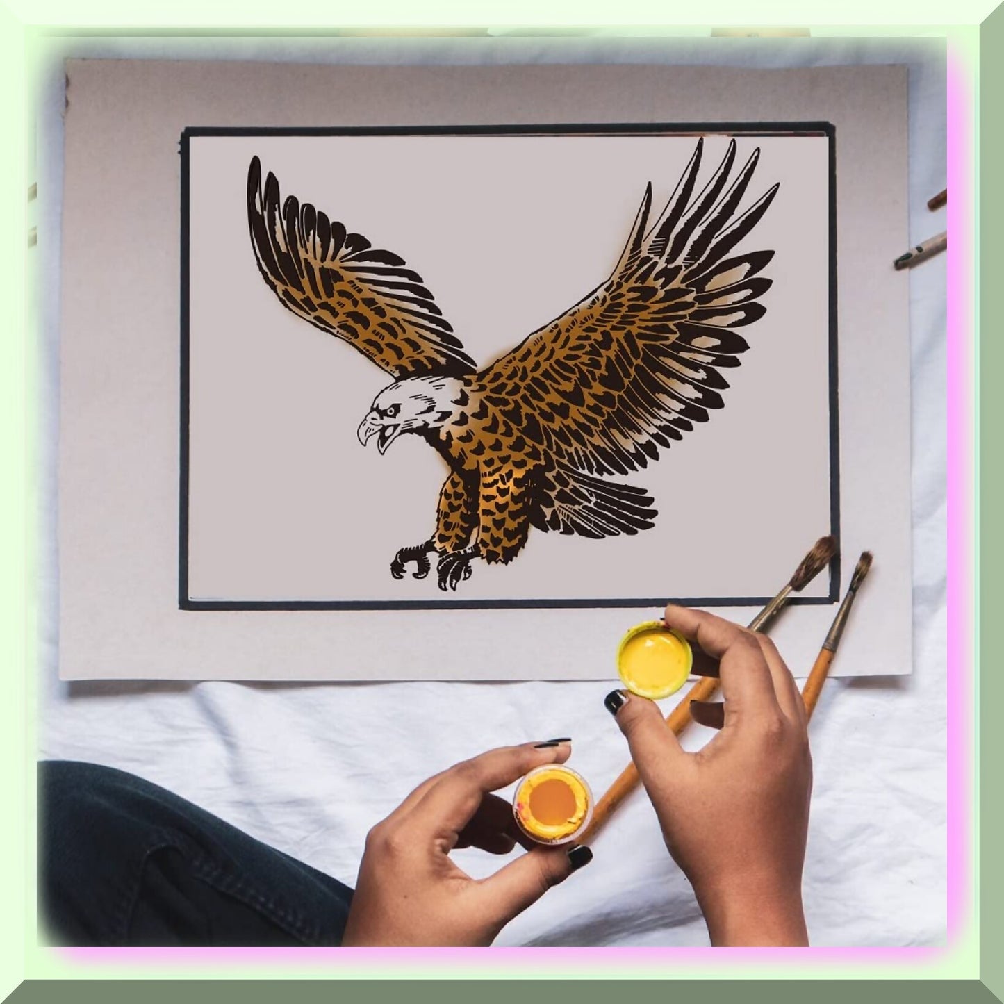 DIY Silk Screen Kit 2Pcs 11x8.6 Inch Animal Theme Stencils