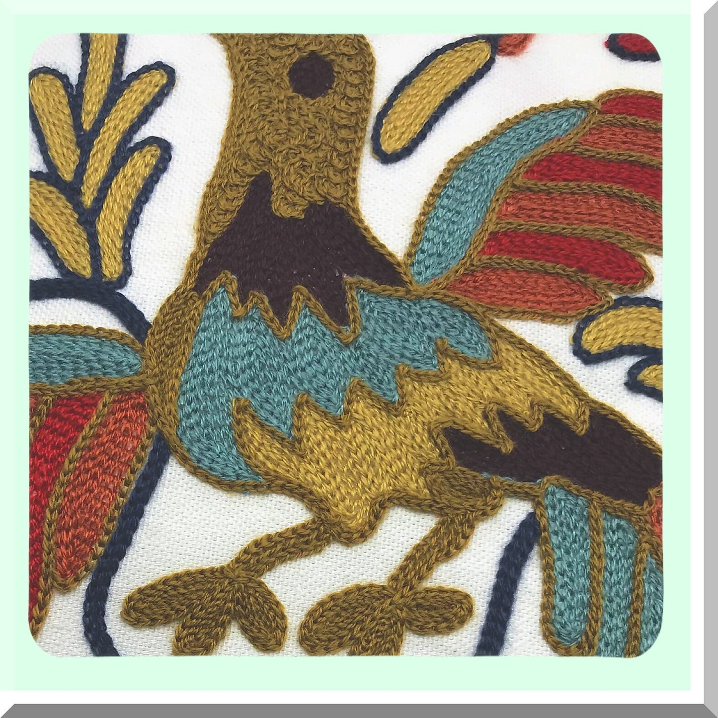 Boho Bird Embroidered Pillow Covers - Set of 2, Lucky Knit Pattern Cushion Cases for Sofa Couch Bed, Decorative Throw Pillows 18x18, Gold Orange