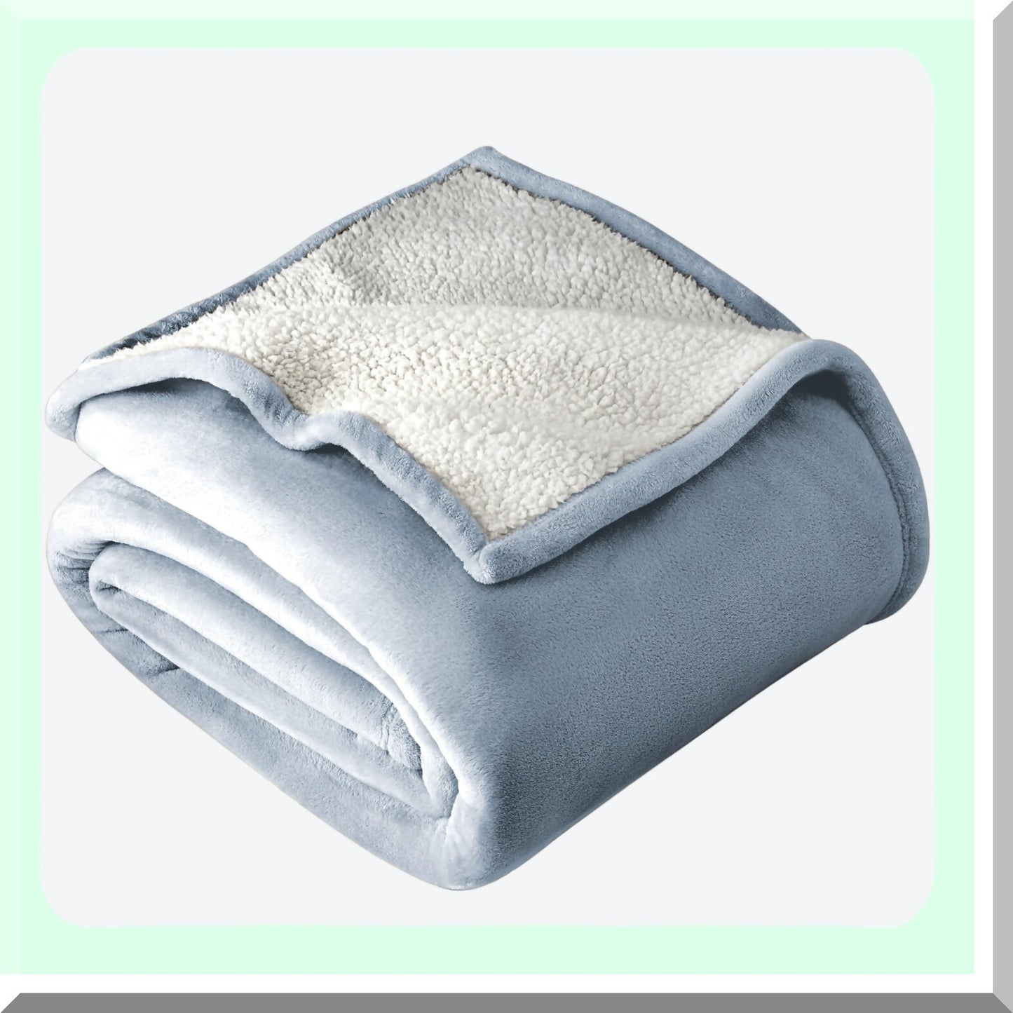 CozyCloud Sherpa Fleece Blanket - Twin/Twin XL, Warm & Lightweight, Soft Plush Reversible Blanket for Bed, Sofa, Couch, Camping & Travel - Dusty Blue