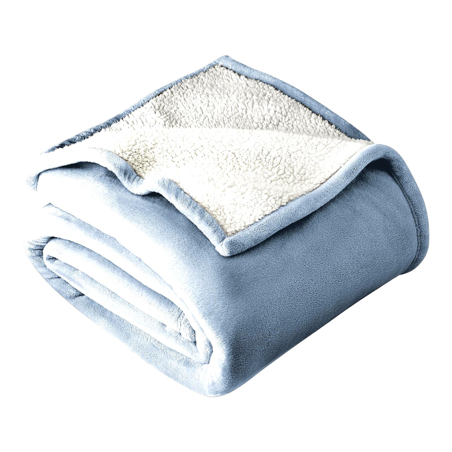 CozyCloud Sherpa Fleece Blanket - Twin/Twin XL, Warm & Lightweight, Soft Plush Reversible Blanket for Bed, Sofa, Couch, Camping & Travel - Dusty Blue