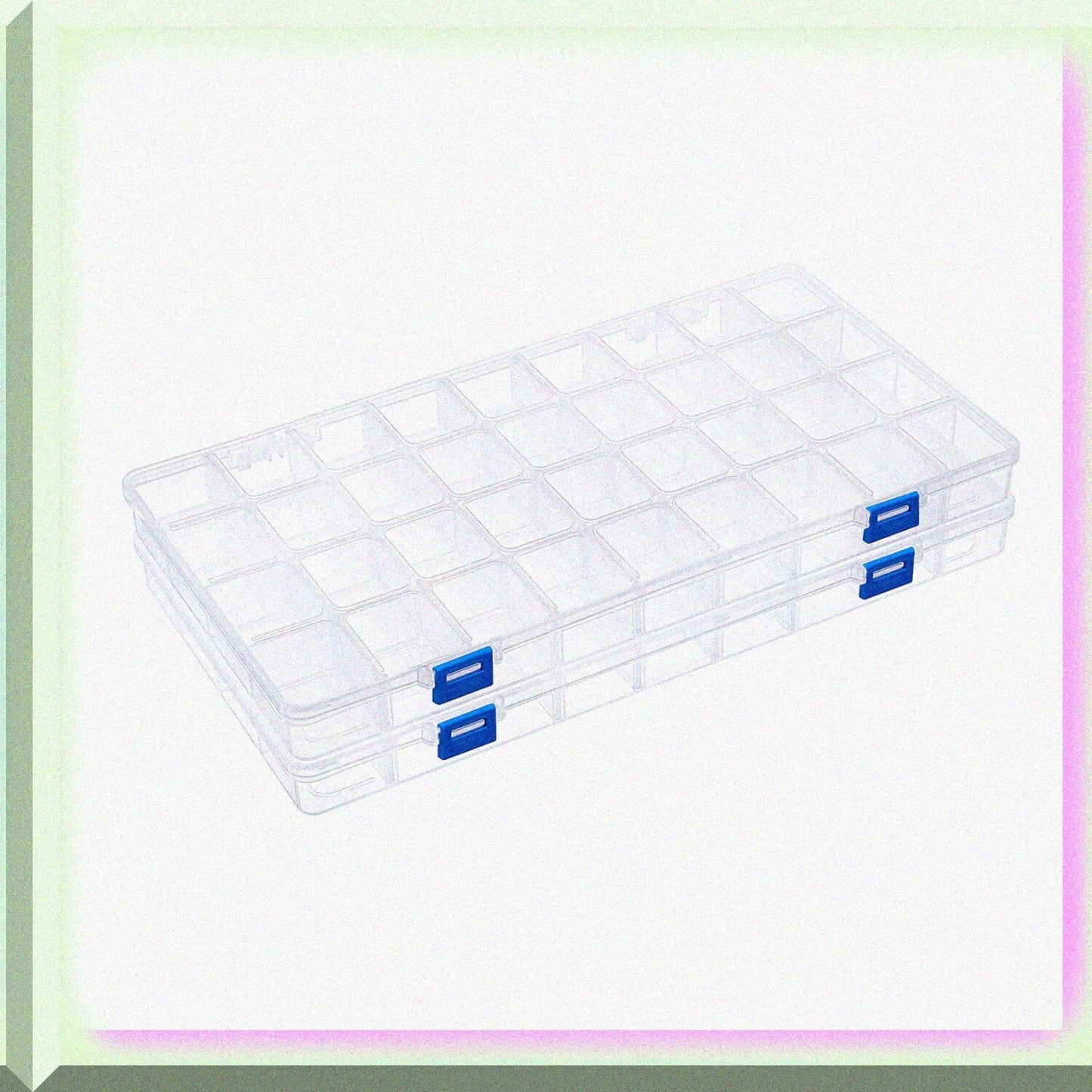 2 Pack Plastic Compartment Boxes 14.3x8x1.18 Inches