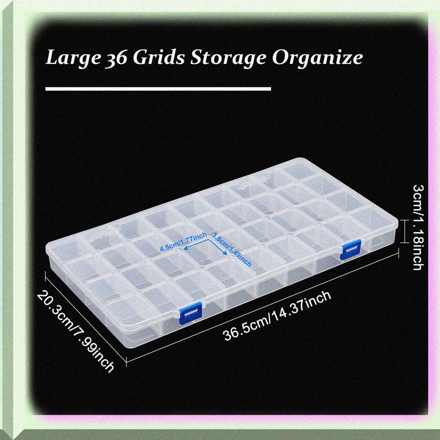2 Pack Plastic Compartment Boxes 14.3x8x1.18 Inches
