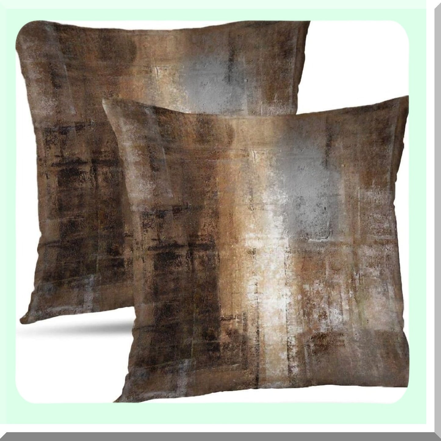 FashionPrint Decorative Pillow Covers Set - Brown & Grey Throw Pillows for Couch - Zippered Cushion Covers - 18x18 - Set of 2 - Two Sides Printed
