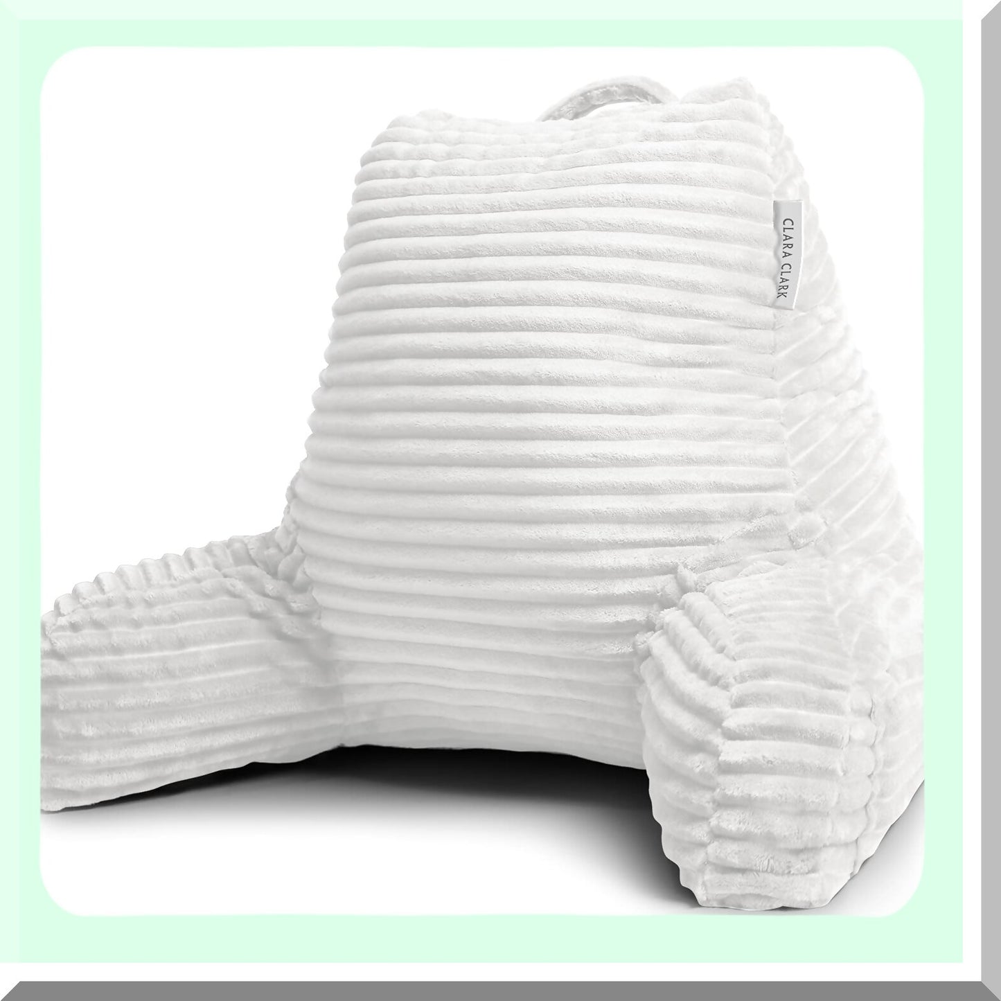 Plush Comfort Backrest Pillow with Arms and Pockets - Ultimate Support for Reading and Sitting Up in Bed - White Foam Bed Chair Pillow