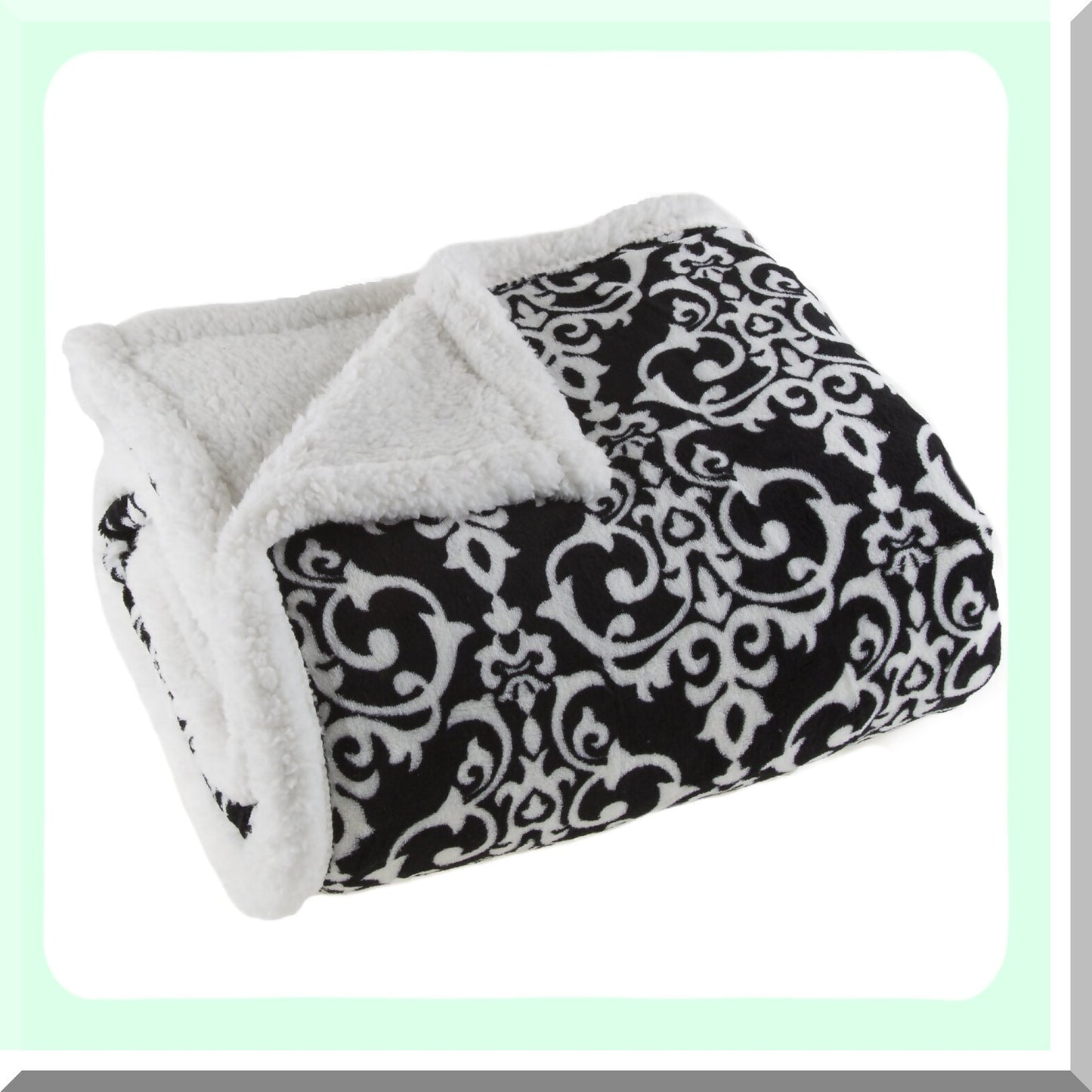 CozyReversible Sherpa Fleece Blanket - 50x60 Inch Machine-Washable Throw for Couch, Chair, or Bed - Black/White