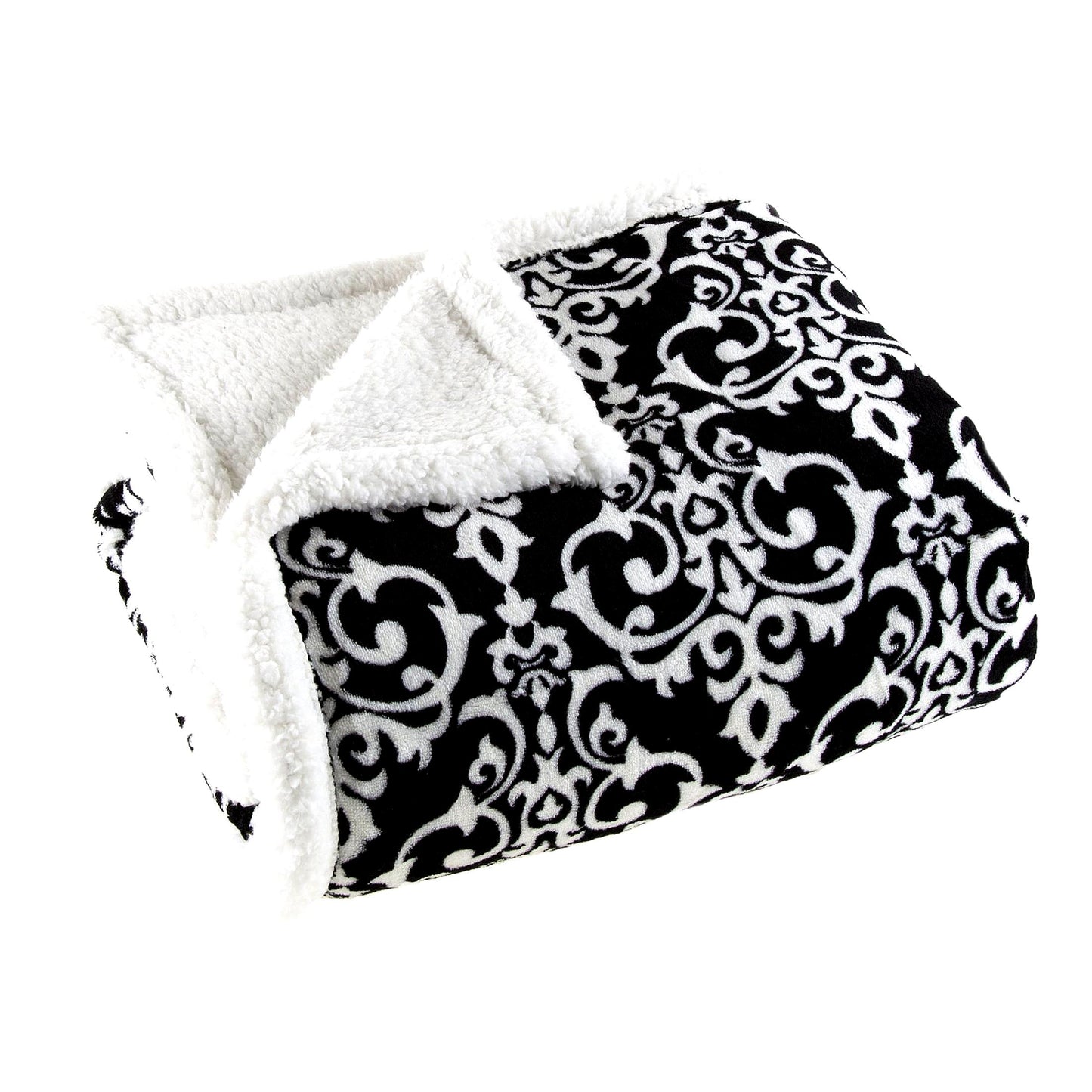 CozyReversible Sherpa Fleece Blanket - 50x60 Inch Machine-Washable Throw for Couch, Chair, or Bed - Black/White
