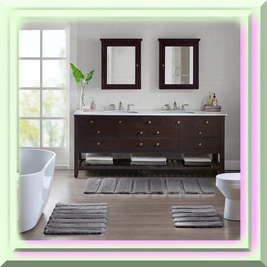 Tufted Pearl Channel Bath Mat 24x58 Grey