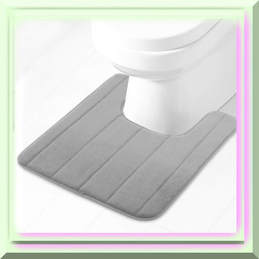 U-Shaped Bathroom Rug Grey 1.3x1.6 ft