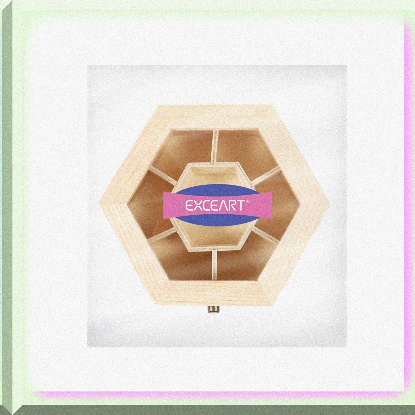 Unfinished Wooden Hexagon Jewelry Box 7 Compartments
