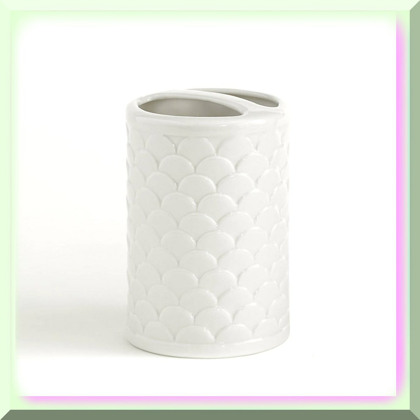 Toothbrush Holder, Embossed Porcelain, Scala Bath