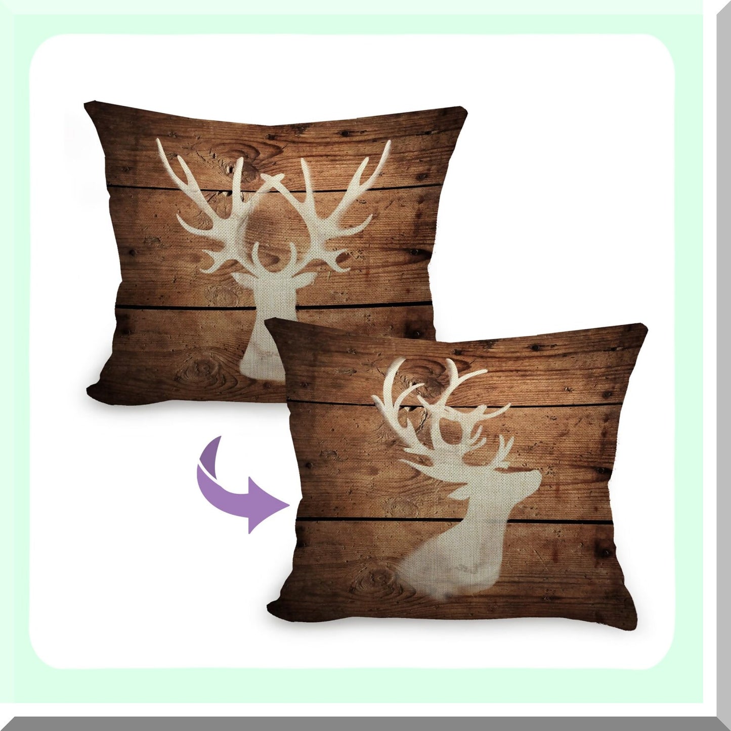 Rustic Deer Lodge Pillow Covers 18x18 - Reversible Cabin Decor Throw Pillows - Farmhouse Camping Woodland Animals Decor - Wild Animal Theme