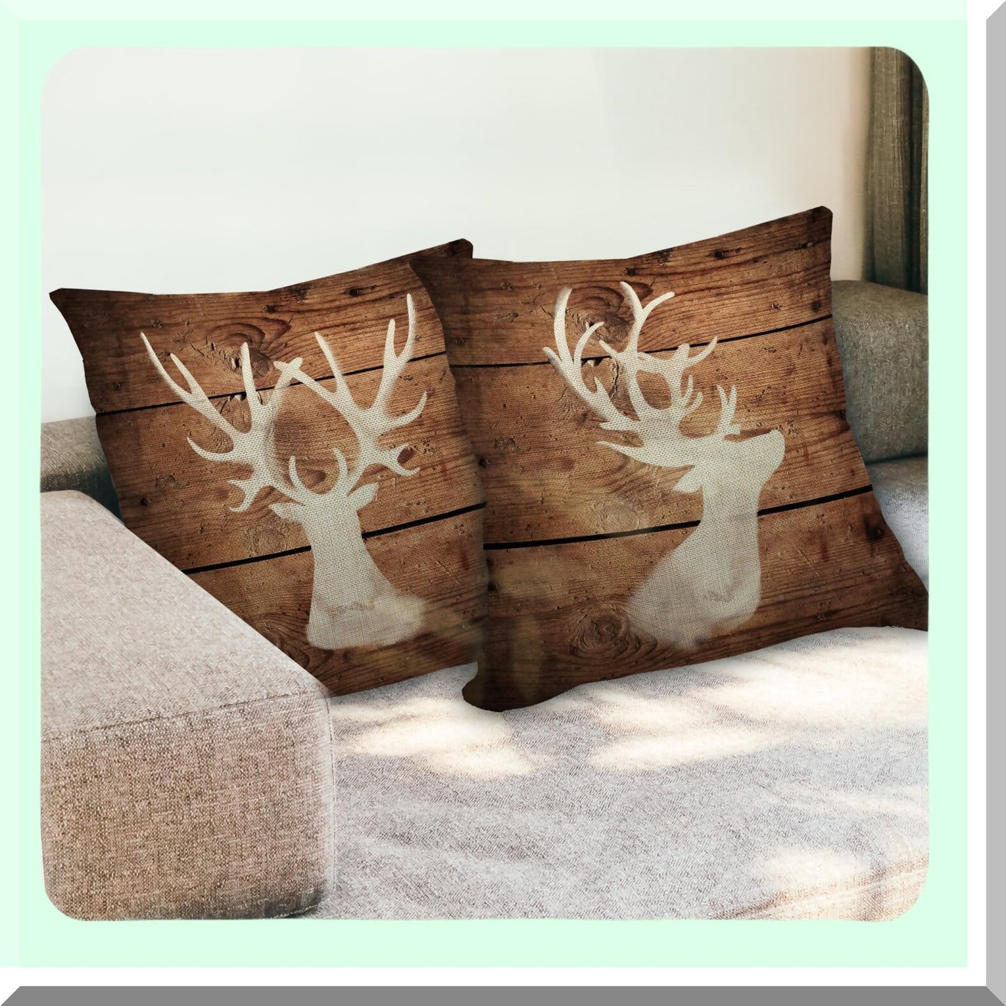 Rustic Deer Lodge Pillow Covers 18x18 - Reversible Cabin Decor Throw Pillows - Farmhouse Camping Woodland Animals Decor - Wild Animal Theme