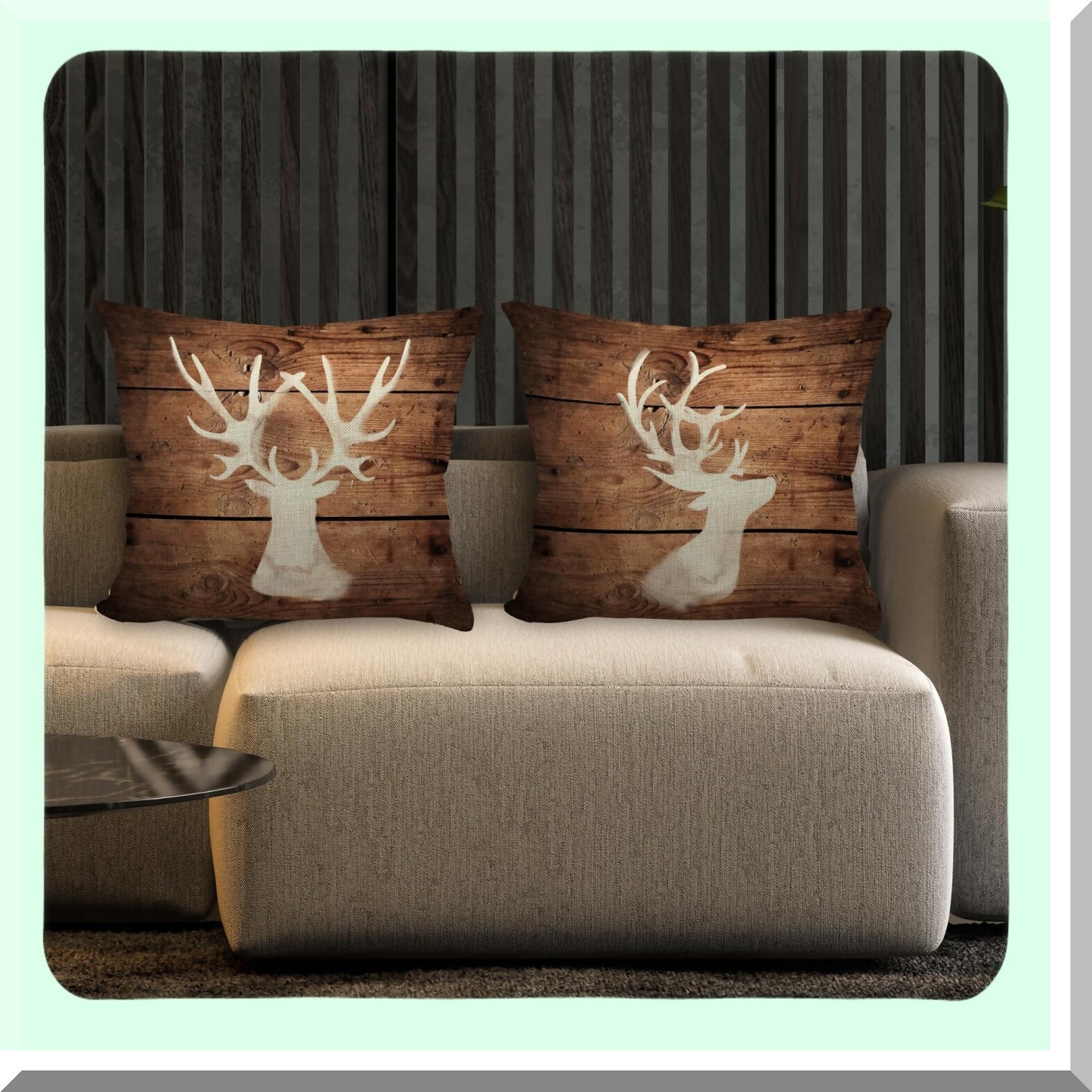 Rustic Deer Lodge Pillow Covers 18x18 - Reversible Cabin Decor Throw Pillows - Farmhouse Camping Woodland Animals Decor - Wild Animal Theme