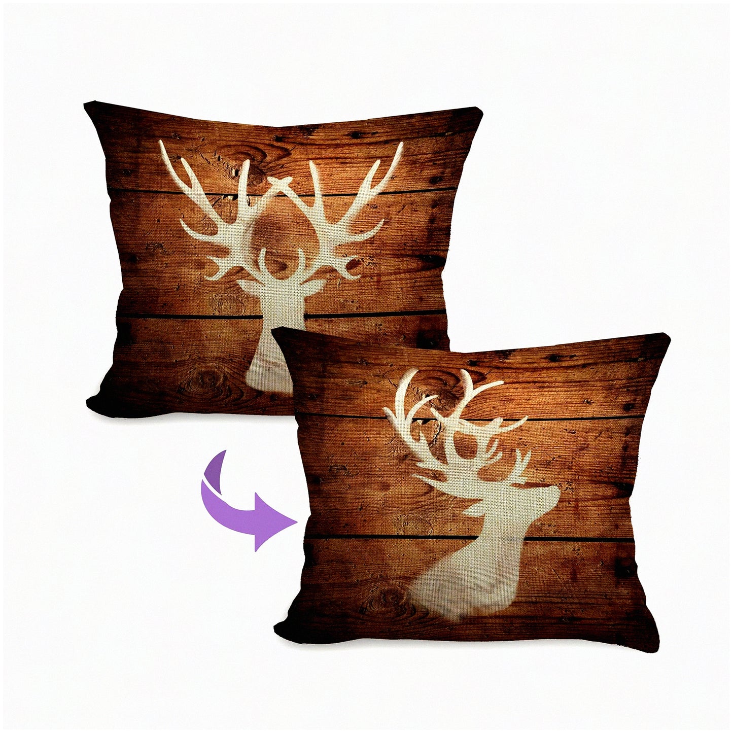 Rustic Deer Lodge Pillow Covers 18x18 - Reversible Cabin Decor Throw Pillows - Farmhouse Camping Woodland Animals Decor - Wild Animal Theme