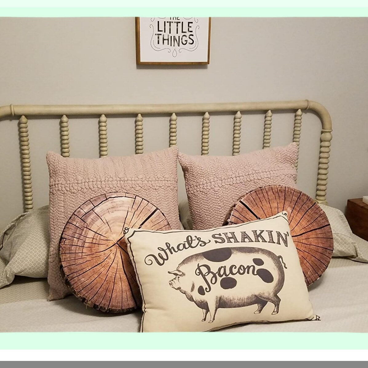 FunnyLog 3D Round Pillow - Kids Wood Print Circle Cushion - Comfortable Seating Floor Decor for Home, Couch, Bedroom, Living Room - Dark Grey Stump