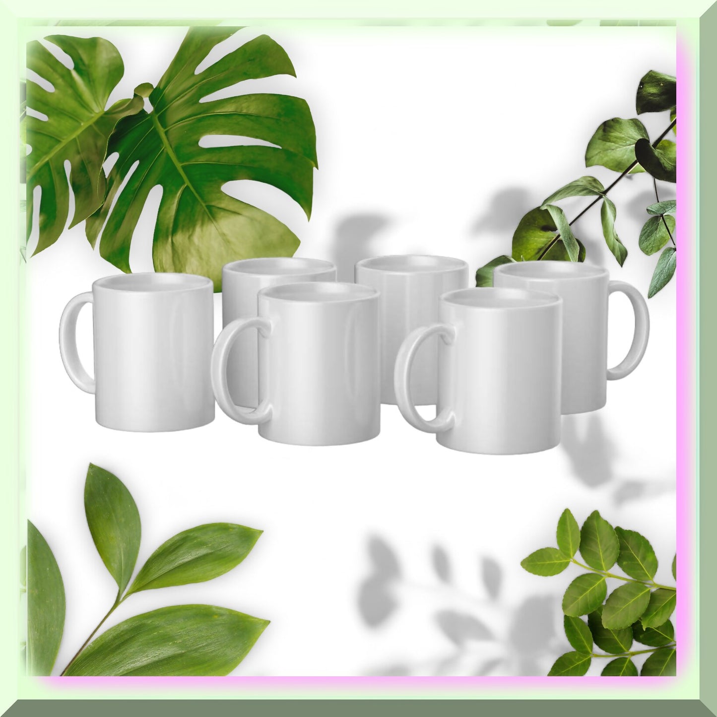 12 Oz White Ceramic Beveled Sublimation Mug, 6 Pack