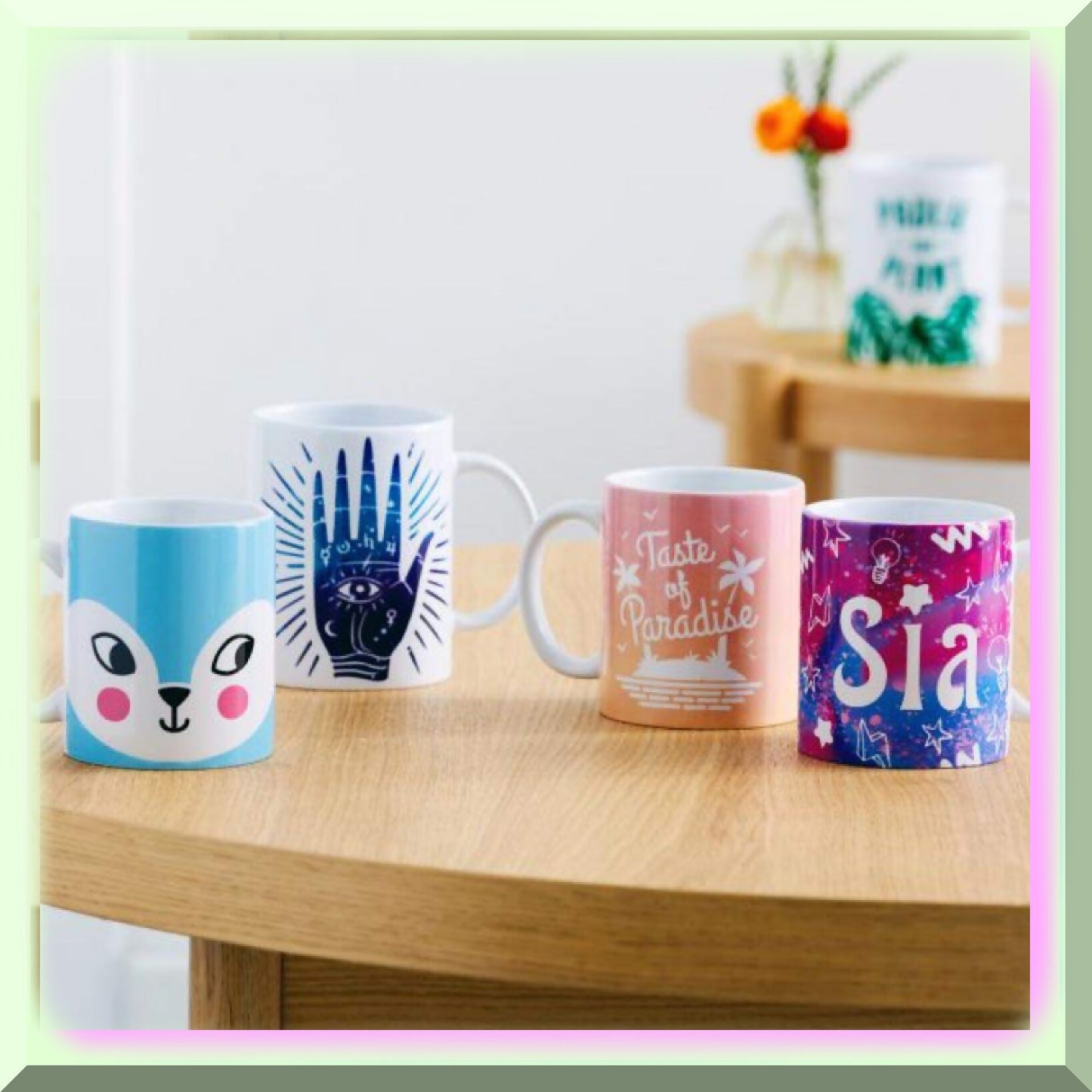 12 Oz White Ceramic Beveled Sublimation Mug, 6 Pack