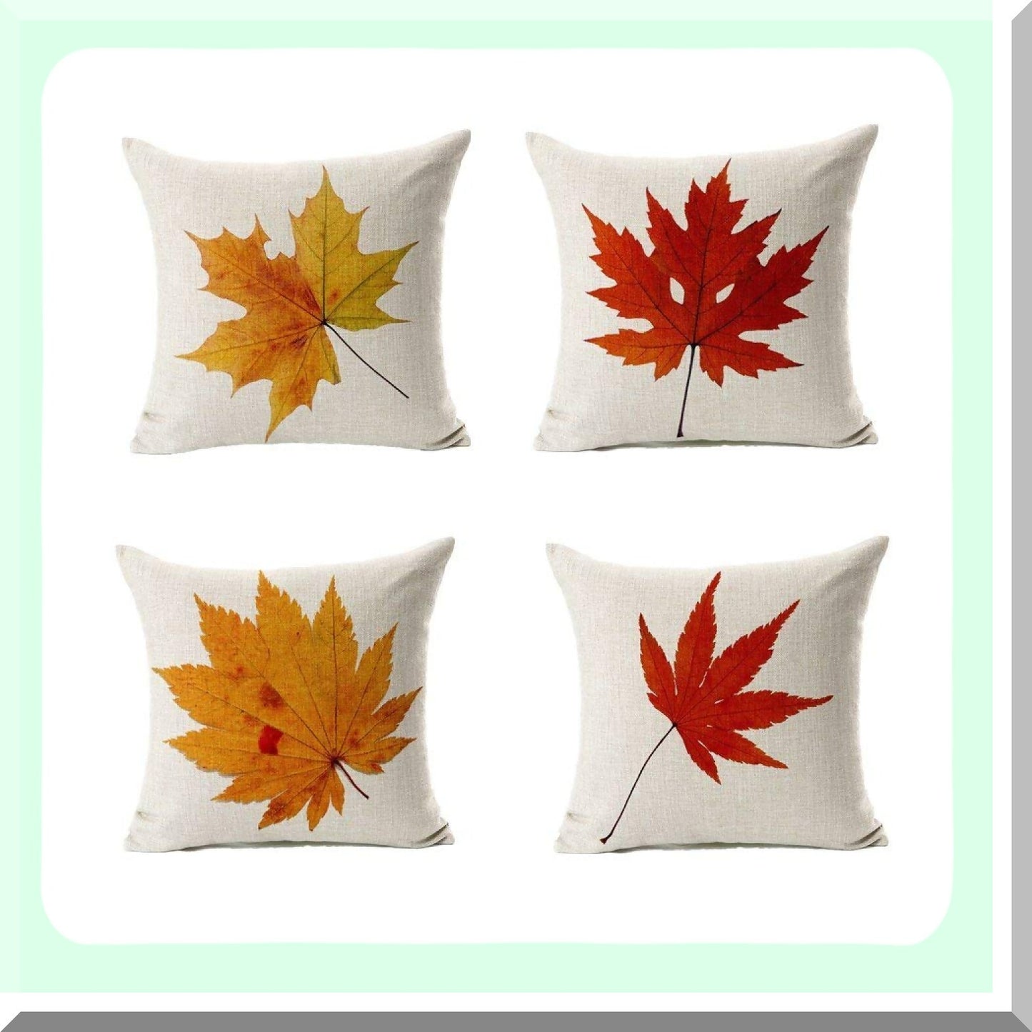 Autumn Maple Leaves Decorative Pillow Covers Set - Fall Throw Cushion Covers 22x22 for Thanksgiving Home Decor, Porch Couch & Harvest Decorations